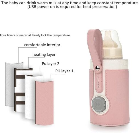 Bottle Warmer Bag 3 Temperature Adjustable Portable Baby Bottle Warmer for Connecting to Mobile Power () in Saudi Arabia