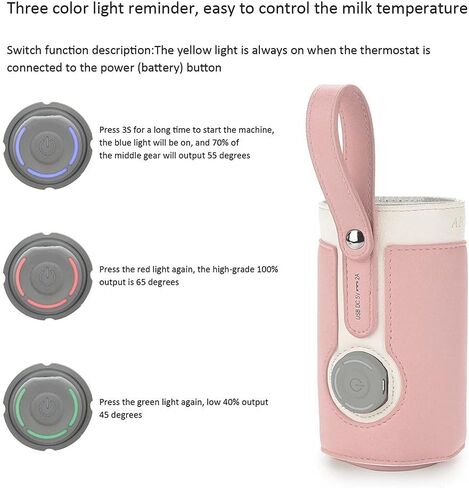 Bottle Warmer Bag 3 Temperature Adjustable Portable Baby Bottle Warmer for Connecting to Mobile Power () in Saudi Arabia