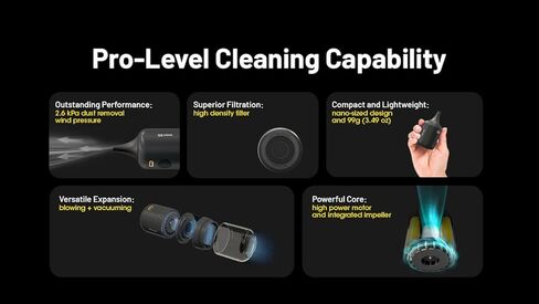 Nitecore BB Nano Electric Air Blower Duster with Filter for Cleaning Cameras, Lens, Keyboard, Computer, Laptop and Electronics, USB-C Rechargeable Portable with Filter and Lumentac Charging Cable in Saudi Arabia