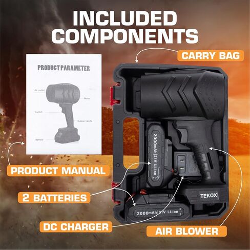Compressed Air Duster – 21V Air Blower, Portable Dust Cleaner, Leaf Blower, Turbo Fan, BBQ, Car Drying Tool – Includes 2 Batteries, Charger, and Carrying Bag in Saudi Arabia