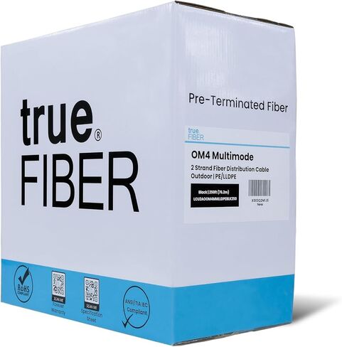 trueCABLE LC-LC UPC ثنائي الأطراف، 250 قدمًا (76.2 مترًا)، كابل ألياف متعدد الأوضاع OM4، داخلي/خارجي، مدرع للدفن المباشر، PE/LLDPE in Kuwait