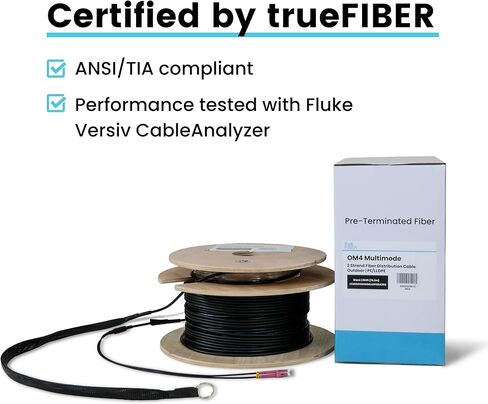 trueCABLE LC-LC UPC ثنائي الأطراف، 250 قدمًا (76.2 مترًا)، كابل ألياف متعدد الأوضاع OM4، داخلي/خارجي، مدرع للدفن المباشر، PE/LLDPE in Kuwait