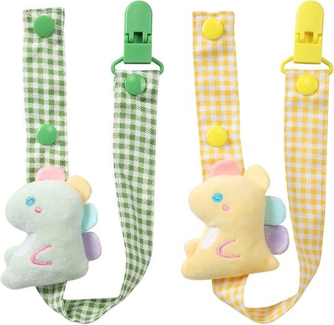 CutiePlusU Adult Pacifier Clip Adult Size Anyard Holder Clips 2 Pack-Baby Dinosaur 2 in Saudi Arabia