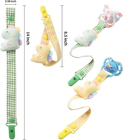 CutiePlusU Adult Pacifier Clip Adult Size Anyard Holder Clips 2 Pack-Baby Dinosaur 2 in Saudi Arabia