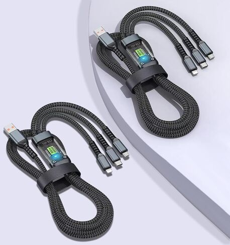 IDISON 100W Multi Charging Cable [4FT 2Pack] 3 in 1 USB Cable Fast Charging with LED Indicator, Universal Charging Cord with Type-C, Micro USB and IP Port for Cell Phones and More in Saudi Arabia