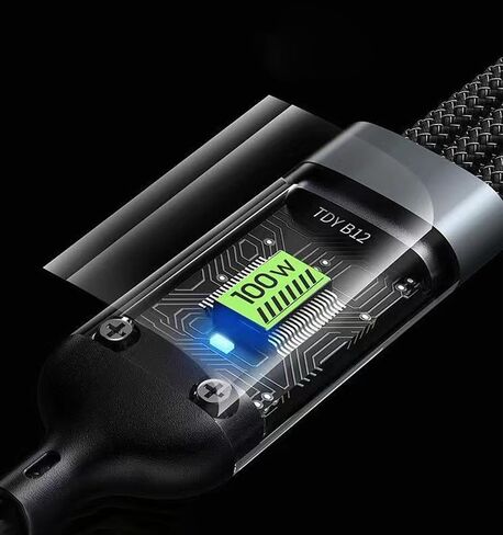 IDISON 100W Multi Charging Cable [4FT 2Pack] 3 in 1 USB Cable Fast Charging with LED Indicator, Universal Charging Cord with Type-C, Micro USB and IP Port for Cell Phones and More in Saudi Arabia