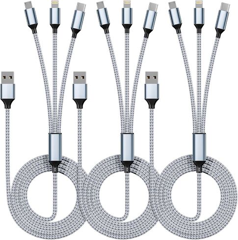 IDISON 100W Multi Charging Cable [4FT 2Pack] 3 in 1 USB Cable Fast Charging with LED Indicator, Universal Charging Cord with Type-C, Micro USB and IP Port for Cell Phones and More in Saudi Arabia