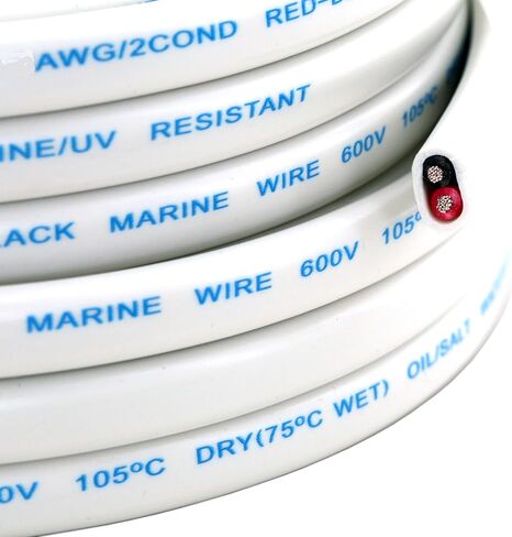 GS Power 18 AWG (مقياس الأسلاك الأمريكية) سلك تسخير بطارية القوارب البحرية المعلب OFC النحاسي المزدوج الأحمر والأسود المغلف المزدوج. طول الكابل: 200 قدم (أيضًا 100 قدم) in Kuwait