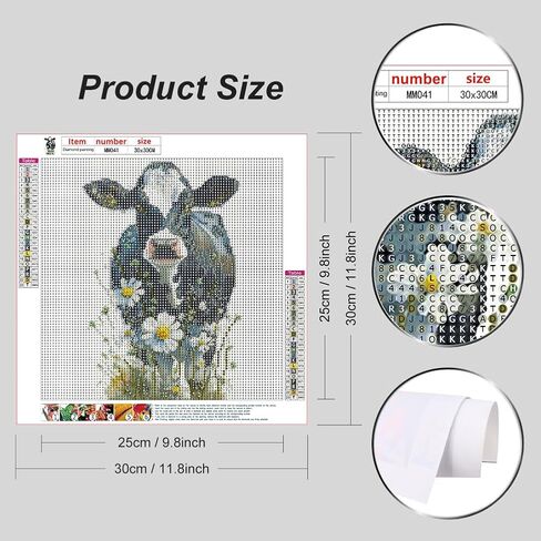 Diamond Painting Kits for Adults Cow, Round Full Drill Diamond Art Kits, 5D DIY Paint with Diamonds Crafts for Home Wall Decoration Gifts 12×12Inch, Animal in Saudi Arabia