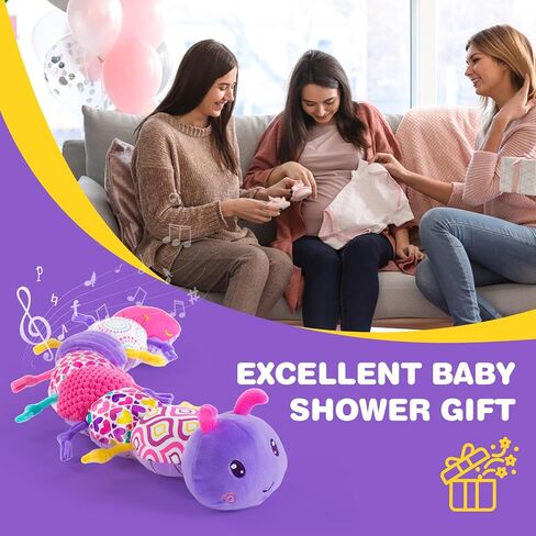 Jollybaby Musical Caterpillar Sensory Toys for Baby Girl 0-6-12 Months, Montessori Brain Development Toys for Ages 0-2 Infant, Floor Toys with Music Box, Texture and Rattles for Newborn Girls Gifts in Kuwait