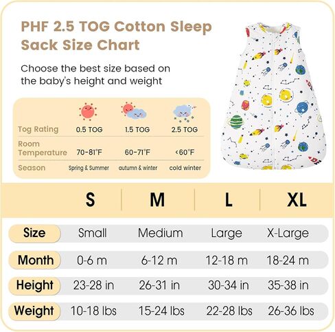 PHF 100% Cotton Baby Sleep Sack 2.5 TOG, 12-18 Months Winter Baby Wearable Blanket With 2-Way Zipper, Warm Comfy Quilted Sleeping Bags, Infant Sleeping Sack for Baby Boys, Large Size, Woodland in Saudi Arabia