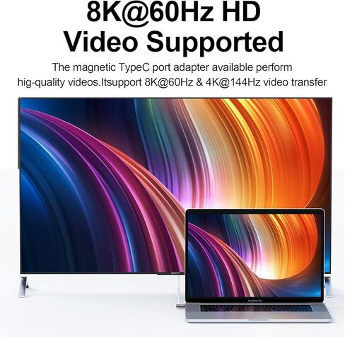 USB C Magnetic Adapter (40Gbps 240W 8K60Hz), USB4.0 Type C Connector with PD 240W Charge and 40Gbps Data Transfer Up to 8k@60Hz 4K@144Hz Video Output in Saudi Arabia