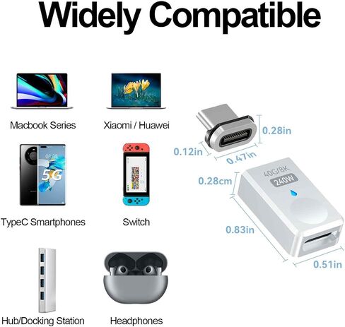 USB C Magnetic Adapter (40Gbps 240W 8K60Hz), USB4.0 Type C Connector with PD 240W Charge and 40Gbps Data Transfer Up to 8k@60Hz 4K@144Hz Video Output in Saudi Arabia