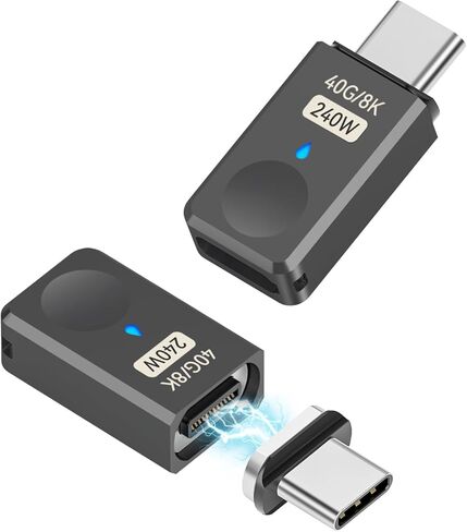 USB C Magnetic Adapter (40Gbps 240W 8K60Hz), USB4.0 Type C Connector with PD 240W Charge and 40Gbps Data Transfer Up to 8k@60Hz 4K@144Hz Video Output in Saudi Arabia