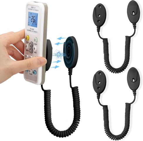 2-Pack Magnetic Remote Control Holders with Spring Ropes - Safely Secure Remotes & Small Items, Wall-Mount with Adhesive, Anti-Loss, Rapid Adsorption, Extendable Spring (White 43 inch, 2 Pack) in Saudi Arabia