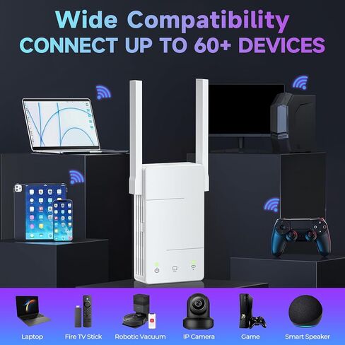 2024 WiFi Extender Signal Booster, Long Range Internet Booster Up to 10000 sq.ft and 60+ Devices for Home, 4X Faster Wireless Repeater w/Ethernet Port, Easy 1-Tap Setup in Kuwait