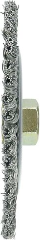 Weiler 08786 Roughneck Jr. 6" Root Pass Weld Cleaning Brush, .020" Stainless Steel Wire Fill, 5/8"-11 Unc Nut, Made in the USA in Saudi Arabia