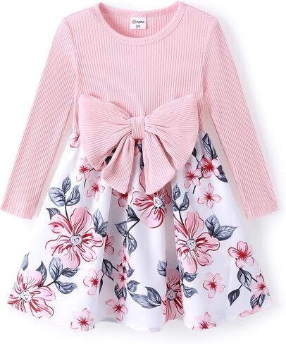 PATPAT Baby Toddler Floral Print Fall Dress Long Sleeves Clothes Dress Outfits for Girls in Saudi Arabia