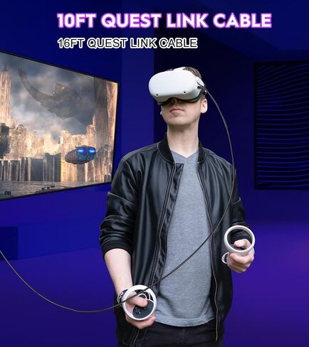 كابل ربط 10أقدام لـ Meta Oculus Quest 3/2/Pro، كابل سلك شحن لنقل البيانات عالي السرعة، سلك شاحن USB 3.2 A إلى C لسماعات Oculus Quest VR لألعاب الكمبيوتر/Steam VR (10FT) in Saudi Arabia