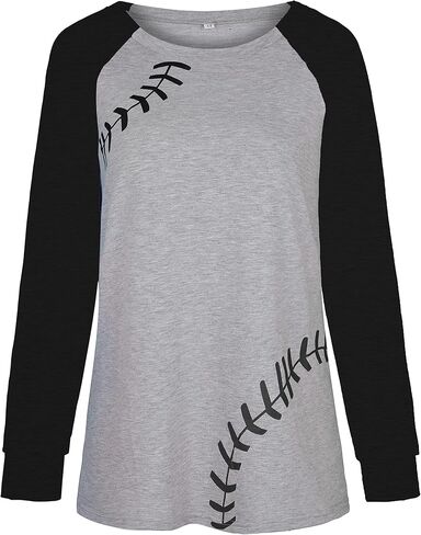 ETATNG Womens Baseball Mom Shirt Long Sleeve Loose Comfy Patchwork Raglan Baseball Tees Tops in Saudi Arabia