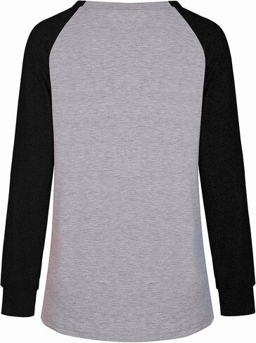 ETATNG Womens Baseball Mom Shirt Long Sleeve Loose Comfy Patchwork Raglan Baseball Tees Tops in Saudi Arabia