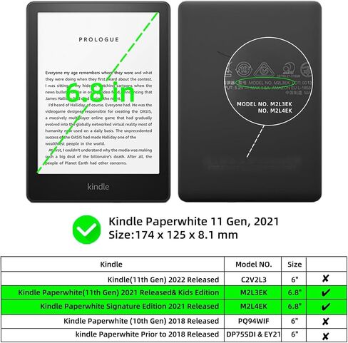 حافظة لجهاز Kindle Paperwhite مقاس 6.8 بوصات (الجيل الحادي عشر - 2021) وإصدار Kindle Paperwhite المميز، هدايا لمحبي الكتب، غطاء خفيف الوزن مع خاصية التنبيه/السكون التلقائي in Kuwait