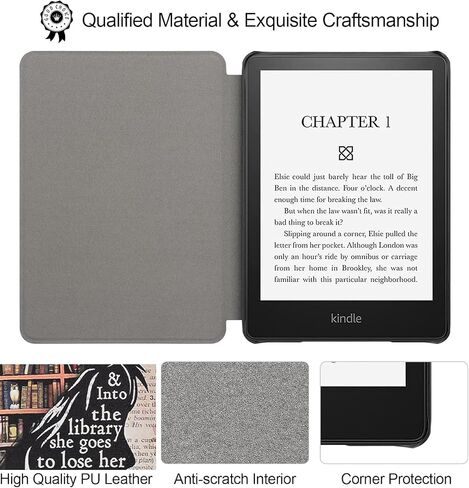حافظة لجهاز Kindle Paperwhite مقاس 6.8 بوصات (الجيل الحادي عشر - 2021) وإصدار Kindle Paperwhite المميز، هدايا لمحبي الكتب، غطاء خفيف الوزن مع خاصية التنبيه/السكون التلقائي in Kuwait