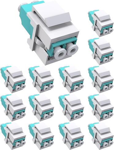 15PCS Duplex LC to LC F/F Coupler Keystone Jack Modular, LC/OM3 Duplex Multimode Coupler (MM) Fiber Optic Cable Adapter for Patch Panels and Wall Plates in Kuwait