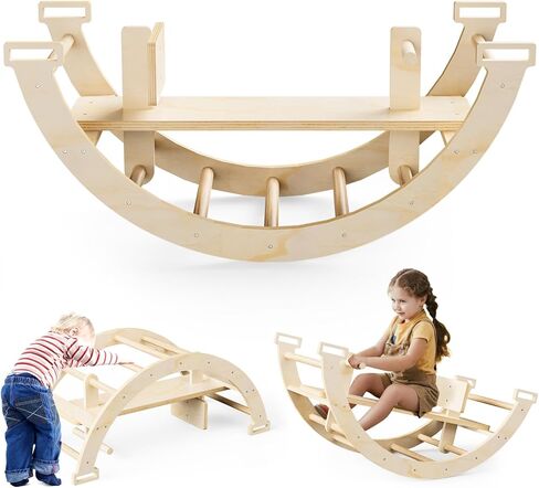 قوس سلم خشبي للتسلق، قوس تسلق 2 في 1 وحصان هزاز، مجموعة التسلق لوحة حسية، قوس متسلق للرعاية النهارية في الملعب المنزلي، صالة الألعاب الرياضية الداخلية والخارجية in Kuwait