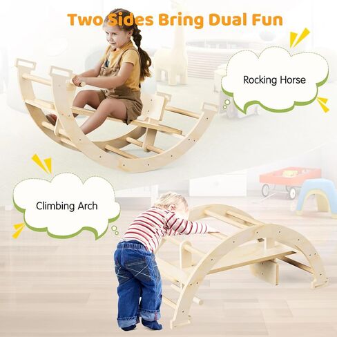 قوس سلم خشبي للتسلق، قوس تسلق 2 في 1 وحصان هزاز، مجموعة التسلق لوحة حسية، قوس متسلق للرعاية النهارية في الملعب المنزلي، صالة الألعاب الرياضية الداخلية والخارجية in Kuwait
