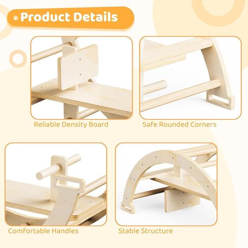 قوس سلم خشبي للتسلق، قوس تسلق 2 في 1 وحصان هزاز، مجموعة التسلق لوحة حسية، قوس متسلق للرعاية النهارية في الملعب المنزلي، صالة الألعاب الرياضية الداخلية والخارجية in Kuwait