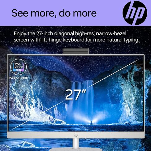HP 27 Newest i7 All in One Desktop, 27" FHD, Intel i7-1355U, 64GB RAM, 2TB SSD, Wired Keyboard & Mouse, IR Camera, HDMI, RJ45, Wi-Fi 6, Windows 11 Home, White with A-Data 512 External SSD Bundle in Saudi Arabia