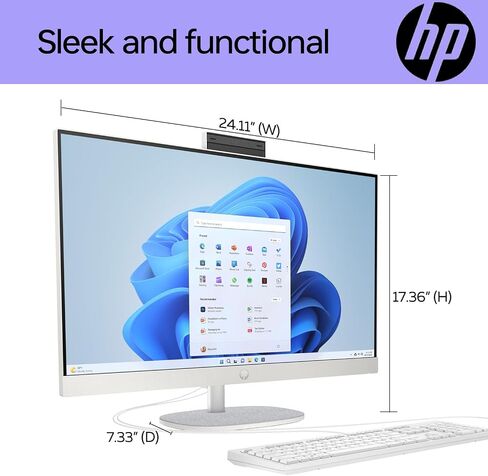 HP 27 Newest i7 All in One Desktop, 27" FHD, Intel i7-1355U, 64GB RAM, 2TB SSD, Wired Keyboard & Mouse, IR Camera, HDMI, RJ45, Wi-Fi 6, Windows 11 Home, White with A-Data 512 External SSD Bundle in Saudi Arabia