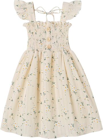 JEELLIGULAR Toddler Dress Ruffle Sleeveless Button Down Dress for Toddler Girl Dress Summer Beach Casual A-line Sundress in Saudi Arabia