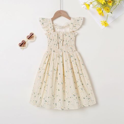JEELLIGULAR Toddler Dress Ruffle Sleeveless Button Down Dress for Toddler Girl Dress Summer Beach Casual A-line Sundress in Saudi Arabia