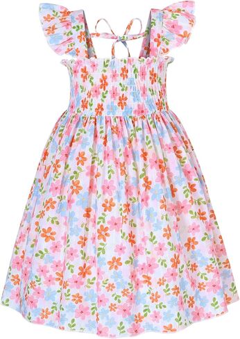 JEELLIGULAR Toddler Dress Ruffle Sleeveless Button Down Dress for Toddler Girl Dress Summer Beach Casual A-line Sundress in Saudi Arabia