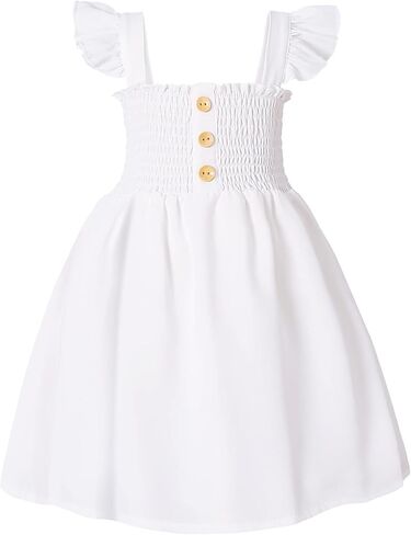JEELLIGULAR Toddler Dress Ruffle Sleeveless Button Down Dress for Toddler Girl Dress Summer Beach Casual A-line Sundress in Saudi Arabia