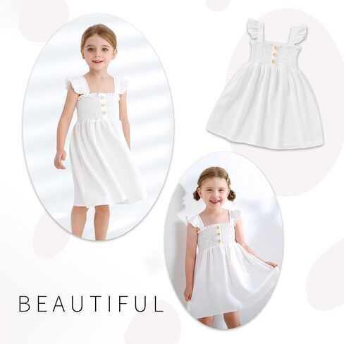 JEELLIGULAR Toddler Dress Ruffle Sleeveless Button Down Dress for Toddler Girl Dress Summer Beach Casual A-line Sundress in Saudi Arabia