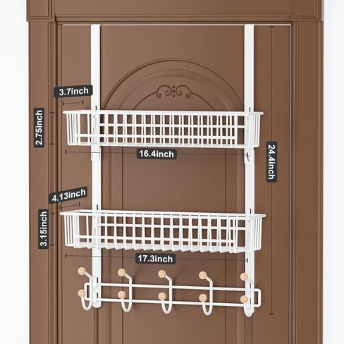 LUCYCAZ Over The Door Hooks Organizer, Door Hanger Coat Rack with 10 Coat Hooks & 2 Baskets Over The Door Towel Rack, Back of Door Storage Organizer for Barthroom Kitchen (Black) in Saudi Arabia