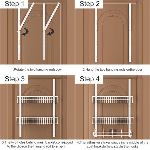 LUCYCAZ Over The Door Hooks Organizer, Door Hanger Coat Rack with 10 Coat Hooks & 2 Baskets Over The Door Towel Rack, Back of Door Storage Organizer for Barthroom Kitchen (Black) in Saudi Arabia