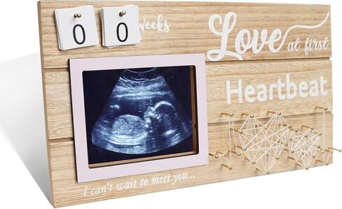 إطار صور hoyuwak Sonogram إطار صور بالموجات فوق الصوتية مع أسابيع العد التنازلي لمدة 4 × 3 بوصات صورة متوقعة لإعلانات حمل الأم وكشف جنس الطفل تذكارًا لاستحمام الطفل في عيد الأم in Kuwait