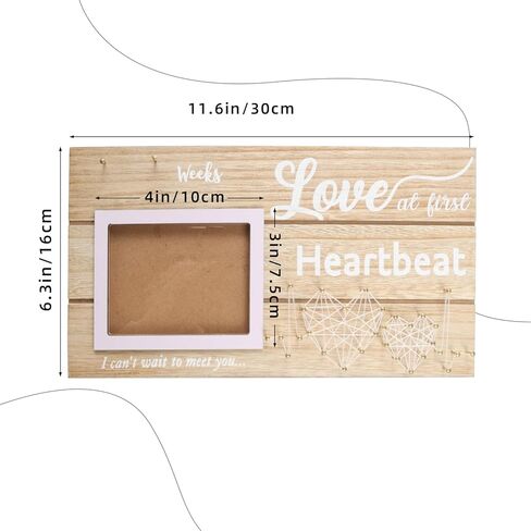 إطار صور hoyuwak Sonogram إطار صور بالموجات فوق الصوتية مع أسابيع العد التنازلي لمدة 4 × 3 بوصات صورة متوقعة لإعلانات حمل الأم وكشف جنس الطفل تذكارًا لاستحمام الطفل في عيد الأم in Kuwait