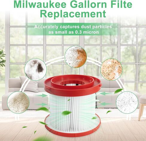 2 Pack Vacuum Filters 49-90-1900 HEPA Dust Collector Filters Compatible with Milwaukee Cordless M18 Vacuum 0880-20 0960-20 0970-20, with 4 Foam Sleeve Filters & 1 Brush in Saudi Arabia