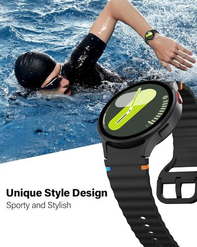 Silicone Sport Band Compatible With Samsung Galaxy Watch 7 Band 40mm 44mm,No Gap Sporty Strap with Decorative Woven Line for Samsung Watch 7 44mm Bands Men Women(2024) in Saudi Arabia