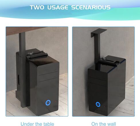 2 Pcs CPU Holder Under Desk with Heat Dissipation Function, Adjust Height and Width, Maximum Load of 55 Pounds, Suitable for Most Computer Hosts in Kuwait