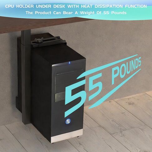 2 Pcs CPU Holder Under Desk with Heat Dissipation Function, Adjust Height and Width, Maximum Load of 55 Pounds, Suitable for Most Computer Hosts in Kuwait