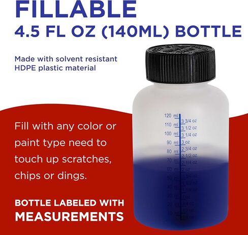 TCP Global Paint Touch-Up Bottles with Child Safety Lids (Box of 12) - 4.5 Ounce (140ml) Fluid Capacity, Mixing Ball, Touch-Up Applicator Brush - Fix Auto Paint Chips, Scratches, Stone Chips, Storage in Kuwait