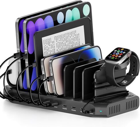 محطة شحن Unitek لأجهزة متعددة - محطات شحن سريعة بقدرة 140 واط USB C لأجهزة الكمبيوتر المحمول وقاعدة شحن iPad مع حامل شحن بحد أقصى PD 60 واط مع ساعة ذكية وحامل Airpods لجهاز MacBook Phone Tablet in Kuwait