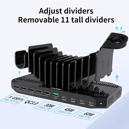 محطة شحن Unitek لأجهزة متعددة - محطات شحن سريعة بقدرة 140 واط USB C لأجهزة الكمبيوتر المحمول وقاعدة شحن iPad مع حامل شحن بحد أقصى PD 60 واط مع ساعة ذكية وحامل Airpods لجهاز MacBook Phone Tablet in Kuwait