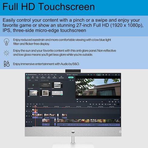 كمبيوتر مكتبي HP Pavilion مقاس 27 بوصة يعمل باللمس i7 RTX 3050 Business الكل في واحد، شاشة لمس FHD مقاس 27 بوصة، Intel i7-13700T، GeForce RTX 3050، ذاكرة الوصول العشوائي 32 جيجابايت، 1 تيرابايت SSD، HDMI، Wi-Fi 6، W11P، أبيض مع 512 SSD خارجي باقة in Saudi Arabia